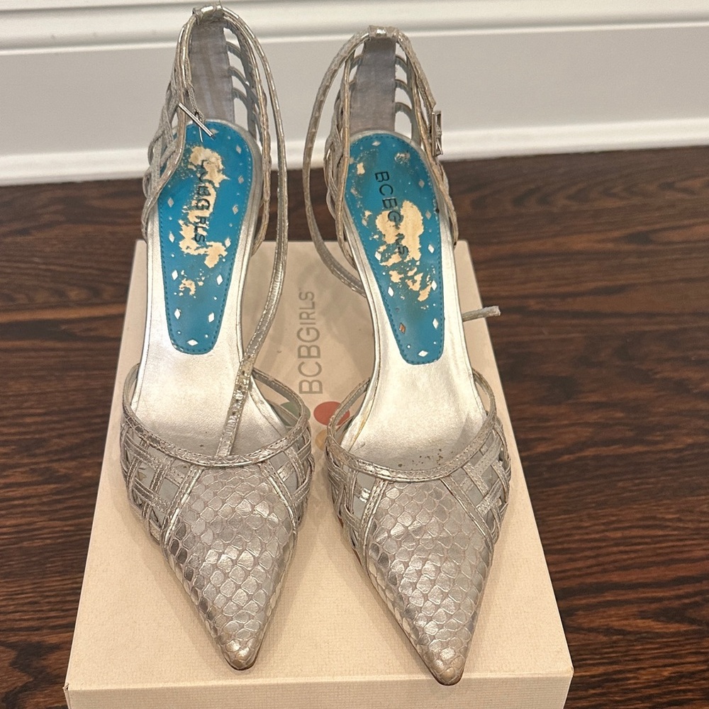 BCBGirls Metallic Silver Heels